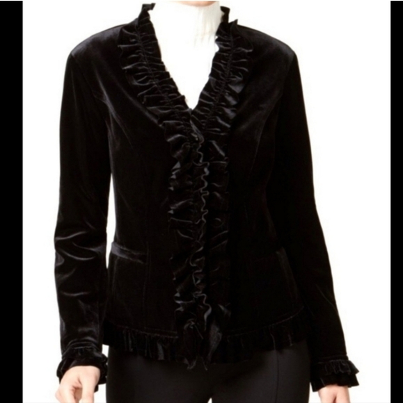 INC International Concepts Jackets & Blazers - Inc Black Velvet Zippered Blazer Medium